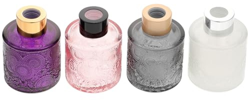 Generic Bottiglie per Colore Casuale in Vetro Set 4 Design, Contenitori Pratici per Diffusore di Oli Essenziali, per Soggiorno e Camera da