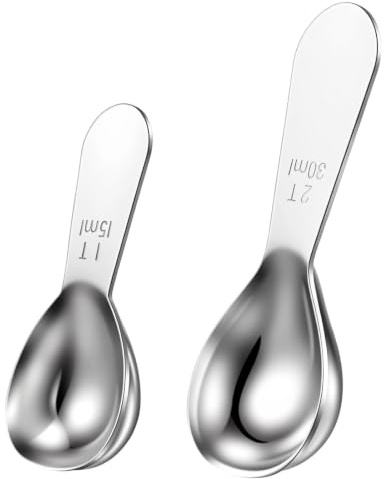 2 Stück Kaffeelöffel Portionierer Messlöffel 15Ml 30Ml Edelstahl Dosierlöffel Kaffeedosierlöffel Mit Kurzem Stiel, Kaffeemesslöffel Kaffeelot Langlebiger Für Kaffee, Losen Tee, Zucker