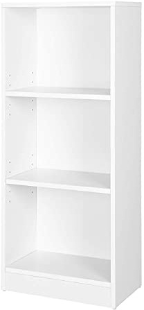 VASAGLE 3-Tier Bookcase with Adjustable Shelves, Kid’s Bookshelf and Storage Unit for Study Home Office, 40 x 24 x 93 cm, White LBC103W