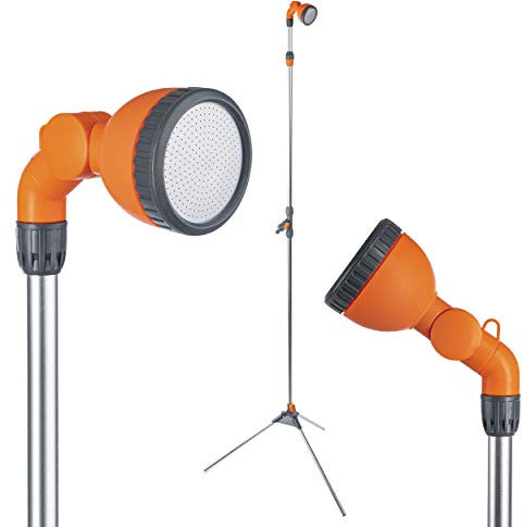 ONVAYA Gartendusche mit Stativ & Erdspieß | höhenverstellbar von 165 cm bis 225 cm | Duschstrahl stufenlos verstellbar | Aluminium | Campingdusche | Pooldusche