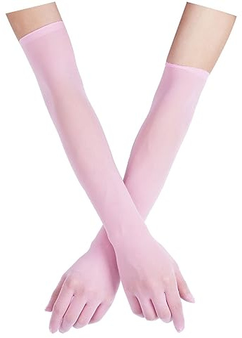 inlzdz Damen Mesh Handschuhe Durchsichtig Strumpfhose Vollfinger Dessous Handschuhe Ellenbogen Lang Fingerhandschuhe in 6 Farbe