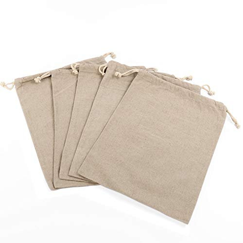 Wiederverwendbare Brotbeutel aus Bio-Leinen, 5 Stück 30x35cm