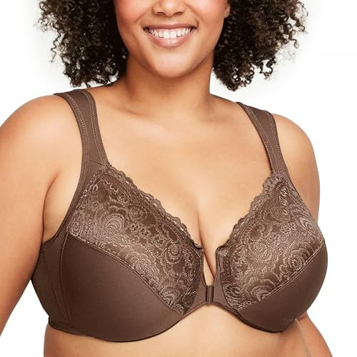 Glamorise Wonderwire Fermeture Frontale Armature #1245 Soutien-gorge à couverture totale Femme, Beige, 95G