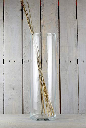 EMH - Vaso cilindrico in vetro soffiato fatto a mano, per fiori, altezza 50 cm