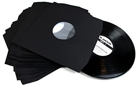 MC DAISON 25 pezzi Busta Copertina DELUXE custodia interna con angoli sagomati antistatica di alta qualità in carta nera + velina per dischi vinile formato LP 33 giri a 12 maxi single (diam. 30 cm)