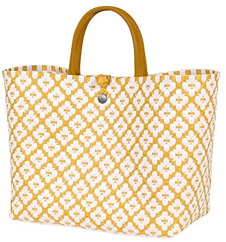 Handed By - Tasche/Shopper/Einkaufstasche - Motif Bag - Kunststoff - gelb / weiß - 32 x 38 x 22 cm