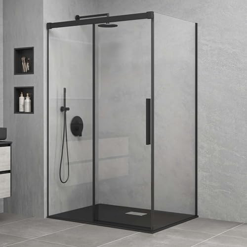 Mai & Mai Cabine de Douche Noir en Angle sans Receveur 80x120x195cm