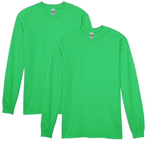 Gildan Unisex's Heavy Cotton Long Sleeve T-Shirt, Style G5400, 2-Pack, Irish Green, S (Pack of 2)