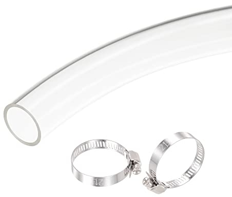 sourcing map PVC Rohr mit Edelstahlclips, 25mm ID x 30mm OD Länge 1m Rund Kunststoffrohr für Garten, Aquarium, Wasserleitung, Kabelkanal, lüftungsrohr