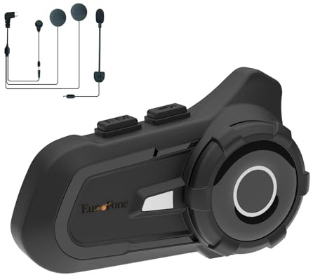 EuroFone S2 Motorcycle Bluetooth Headset 5.1-1 Pack Waterproof Helmet Headsets with Dual Mics for Rider Intercom | Sunscreen Dustproof BT Speakers for Motorcycle Accessories（1PCS
