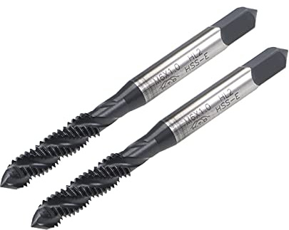 sourcing map Lot de 2 tarauds à goujure hélicoïdale M6 x 1,0, filetage métrique en acier rapide, revêtement nitruré, tige ronde avec extrémité carrée, tolérance H2