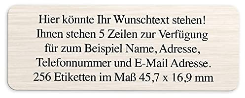 Adress-Aufkleber | PERSONALISIERT | 256 Stück | kleine Etiketten mit Wunsch-Text - Fotomotiv Farbe Helles Holz | für Namen und Adressen