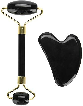 Traje de raspado de rodillo de obsidiana 2pcs/set, masajeador de rodillo de doble cabeza, adecuado para masaje y cuidado