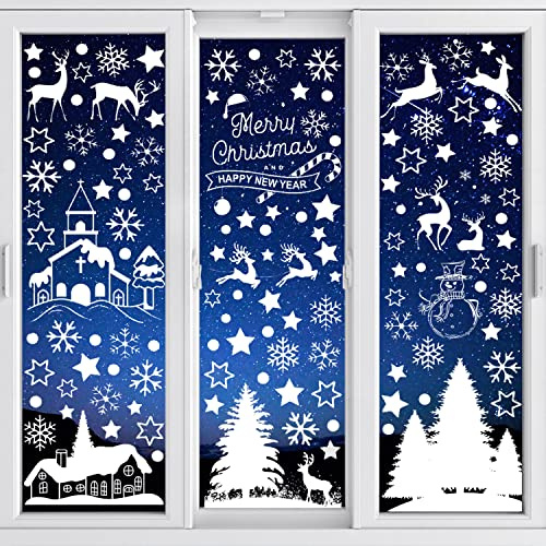 9 Feuilles Autocollants Fenêtre Noël, Flocons Décoration Fenêtre Réutilisable Electrostatique PVC (Style2)