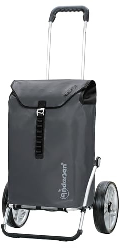 ANDERSEN Einkaufstrolley - Royal Shopper Ortlieb anthrazit | mit Kugellagerrädern, große Räder, 25 cm, aus Alu, bis 50 kg - Tasche verschweißt, wasserdicht, Innenfach, 49 L