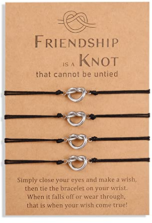 YELUWA 4 Pcs Nudo De La Amistad Infinity Pulseras Para Los Mejores Amigos Bestie Mujeres Chica Adolescente Hermana Bff Dama De Honor Hija Para Siempre Distancia Ajustable Cumpleaños Fiesta De Regalo