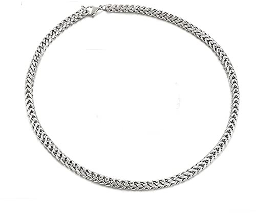 Bishilin Silber Halskette 45CM Herren, Gliederkette 6MM Hip Hop Kette Edelstahl Partnerkette