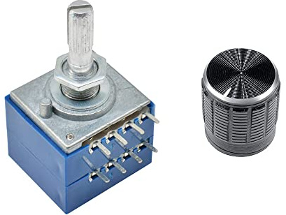 ezqnirk Rotary Potentiometer Log Alpen Rh2702 Audio Volumensteuerung Pot Stereo W Lautheit L mit Potentiometerknopf Dia 6mm Shaf,100K Ohm