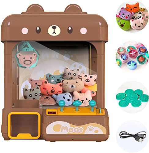 cxjoigxi Large Claw Machine for Kids Adults with Prizes, Adjustable Sound & Light, Mini Vending Machine, Electronic Arcade Crane Game, Candy Dispenser Toy for Girls Boys Birthday Gifts, Bear