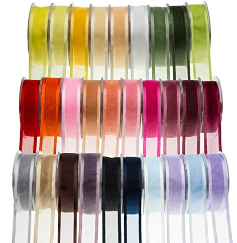 SUPER RIBBONS®™ - Organza-Schleifenband, 40 mm, mit Satinkante, 25 Meter auf Spule, Flieder