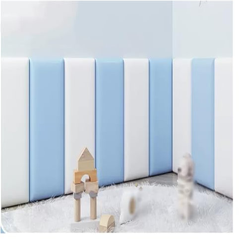 XILYZMO Bett Kopfteil Wandpolster, 3D Wandaufkleber Selbstklebend, Abziehen Und Kleben Kopfteil, Kinderzimmer Anti-Kollision Weiche Tasche Für Wanddekoration (Farbe : Blau, Größe : 50x200cm)
