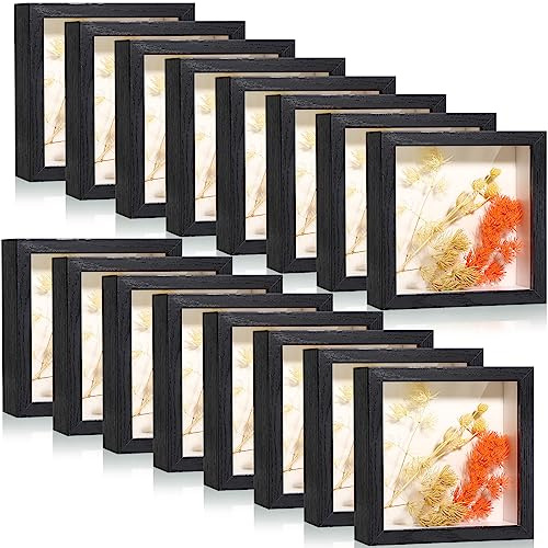 Ripeng 16 Pack Shadow Box Frame Display Case Picture Frame for Wedding Bouquet, Teacher Crafts, Photo, Ticket, Valentine, Easter, Medal, DIY Wall or Tabletop Gift(5 x 5 Inch,Black)