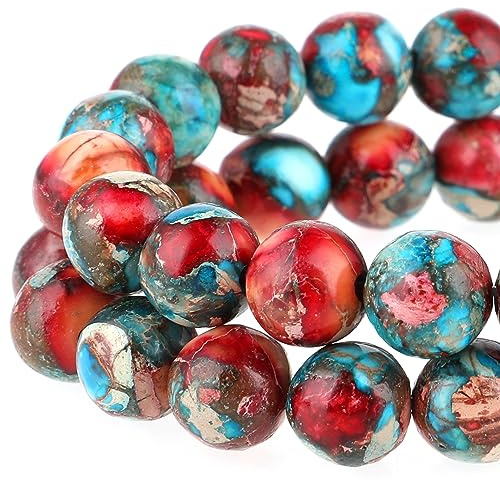 45-47 Pezzi Perline di Diaspro Blu Viola Perline di Pietre Preziose Naturali di Sedimenti Marini Reali 8mm Tonde Colorate per Collane Bigiotteria Braccialetti Fai Da Te Creazione di Gioielli