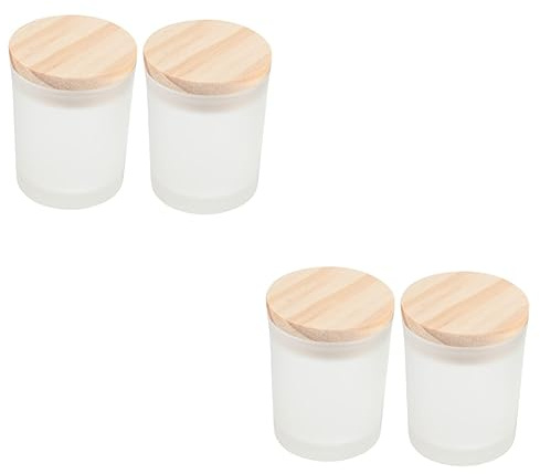 COHEALI Pot 4 Pcs DIY Bougie Tasse Bougeoirs en Verre Récipient De Bougie DIY Bocaux De Bougie Vides Bougie Alimentaire Petits Bougeoirs Bougie en Verre Dépoli Récipient De Bricolage