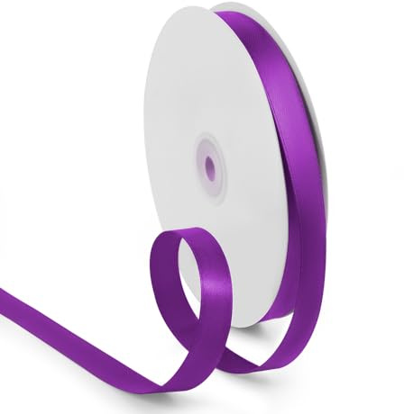 HimBen 5/8 Inch 100 Yards Satin Ribbon Purple, Solid Color Fabric Ribbon for Gift Wrapping, Wedding, Polyester Gift Ribbon for Birthday Party Decoration, Craft, Hair, Floral, Sewing