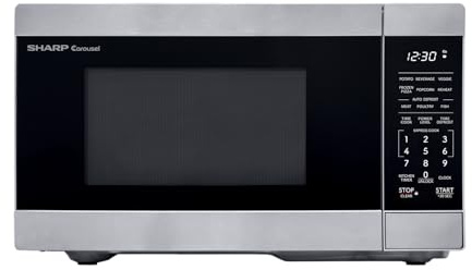 SHARP Compact Countertop Microwave Oven with Removable 10 Carousel Turntable, 700 Watt, 0.7 Cubic Feet, Stainless Steel