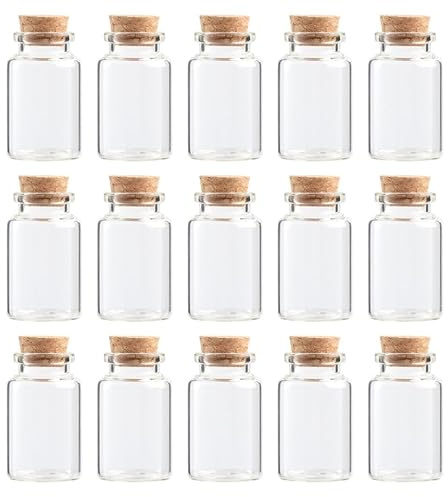 TOPBATHY Botellas De Vidrio Con Corcho Mini Botellas De Deseo Transparentes 20 Piezas 1.18X1.18X1.96in Para Té Mensajes Decoración De Fiesta Y Manualidades En Casa
