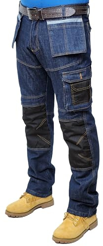 HASHOOB TRADING FZE Hommes Jeans de Travail pour Hommes Pantalons Multiples Poches Pantalons de Travail de Combat de sécurité des constructeurs