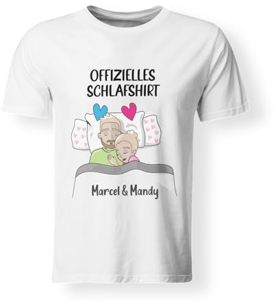 Personalisiertes T-Shirt - Offizielles Schlafshirt - Geschenk für den Freund, Freundin - Geschenkidee - Geburtstag - Kurzarm - Pyjama - Nachthemd - mit Wunschnamen - S