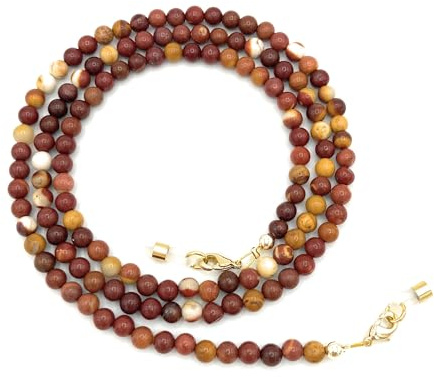 Brillenkette Brillenband Brillenhalter Maskenkette Schlangenkette Natürliche Edelstein Perlen Mookaite braun