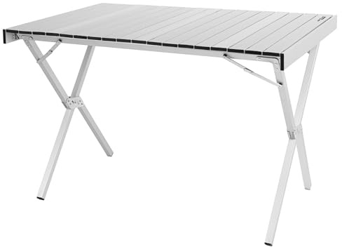 AKTIVE Mesa Plegable Camping, 108 x 71 x 72 cm, Topes Antideslizantes, Tablero y Estructura Aluminio, Soporta 30 kg, Plegado Compacto, Bolsa Transporte asa Hombro, Mesas Plegables (63050)