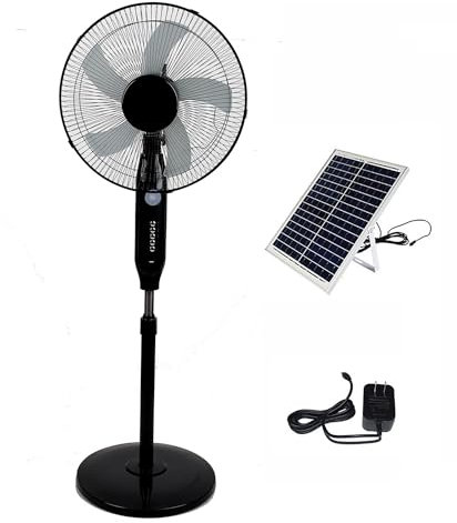 HSPLXYT Oscillating Adjustable Pedestal Fan/Stand Fan/Floor Fan With Solar Panel For Indoor, Bedroom, Living Room, Home Office & College Dorm Use, 18 Inch