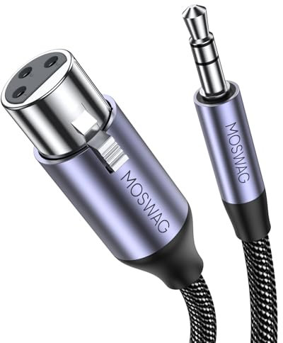 MOSWAG 3.5mm Mini Jack a XLR Cavo Bilanciato, XLR 3 pin Femmina Jack Microfono a 3.5mm Connettore Cavo Audio compatibile con Computer, Microfono (1M)