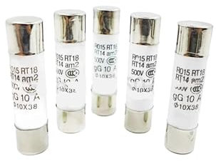 AIRUIXI Keramik-Sicherung 5 Stücke 10 * 38 flinke Keramiksicherung 10x38mm Sicherung 500 V 0,5 A 1A 2A 3A 4A 5A 6A 8A 10A 16A 20A 25A 32A 40A 500 V RO15 Keramiksicherung(2A)