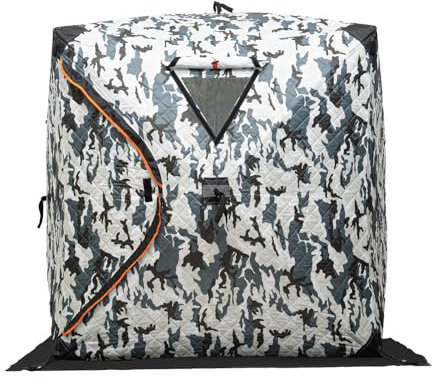 Garbenat Eisangeln Zelt 1-2 Personen Angelzelt 210D Oxford-Gewebe Wasserdichtes Eisangelnzelt Freistehend Angeln Zelt Kit für Outdoor, Eisfischen, Picknicks 145 x 165cm (Camouflage)