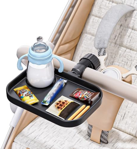 KDD Universal Getränkehalter Kinderwagen Tablett, 2-in-1 Kinderwagen Snack Tray & Kinderwagen Organizer mit Becherhalter Kinderwagen Zubehör für Buggy Uppababy Baby Jogger BOB Einkaufswagen