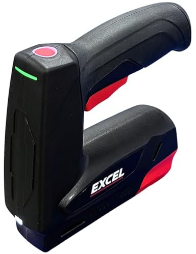 EXCEL 4V Cordless Stapler/Nailer Gun with Nails Rechargeable Fires Staples Nails Ideal for Upholstery, Roofing, Carpeting