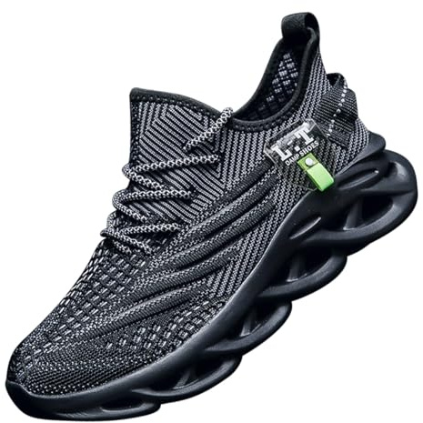 ZDFQLGV Herr utomhus vinter fodrade skor vattentäta varma plyschläder vandring vandring löparskor sneakers halkfria mode fitness bekväm lätt, En svart, 48 EU