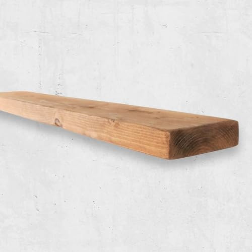 Chill House Flat Rustic Floating Shelf 6x1.5 inches, 40cm long - Tudor Oak Finish Reclaimed Wood Floating Shelves for Wall Decor, Rustic Wooden Shelves for Bedroom, Living Room, Kitchen, or Bathroom