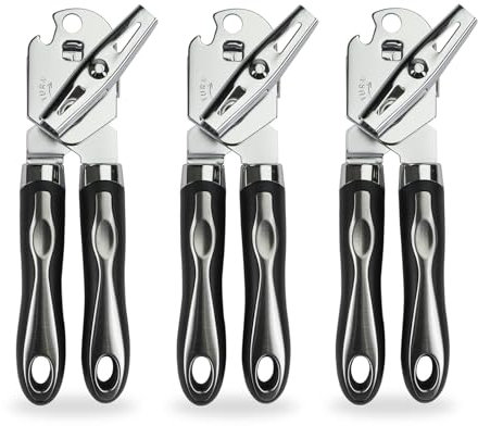 ENGYAS 3 Pcs Can Opener Manual tin Opener, Stainless Steel Bottle Opener, Easily Open Cans, Sharp Blade Smooth Edge Cut Jar openers for Seniors Kitchen Gadgets(3 pcs)