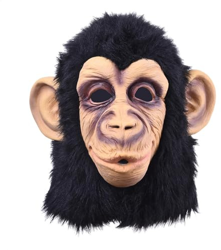 Costume da gorilla per adulto - Copricapo da scimmia per adulto, maschera in lattice con respirazione liscia novità Testa di gorilla realistica Costume da festa per cosplay di Halloween