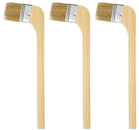 sourcing map Paint Brush 3Pcs 2 Brush Width Reusable Variety Angle Bend Brushes Radiator Paint for All Latex Oil Painting Furniture Walls Home Improvement, Brown