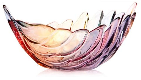 JUNYFFF Large Glass Crystal Fruit Bowl Creative Modern Deep Dish Pudding Trifle Dessert Serving Bowl Dish Fruit Salad Decorative Bowl for Wedding Party Office 30Cm