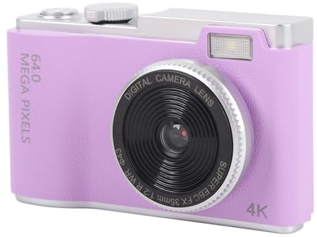 Asixxsix 4K Digital Camera for Photography, 64MP Vlogging Camera, 16X Digital Zoom Point and Shoot Camera, 2.4 Inch IPS Screen Anti Shake Compact Travel Camera, Small Camera for Kids (64GB)