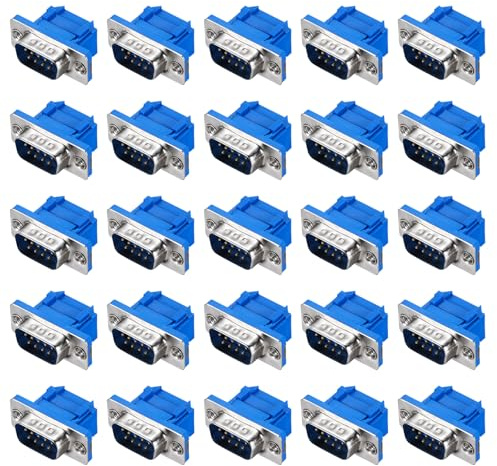 QUARKZMAN Connettore D-sub DB9 IDC Crimp Connettore Maschio Presa 9-pin 2-Row Maschio Porta Seriale Breakout per Attrezzature Meccaniche CNC Computer Confezione da 25