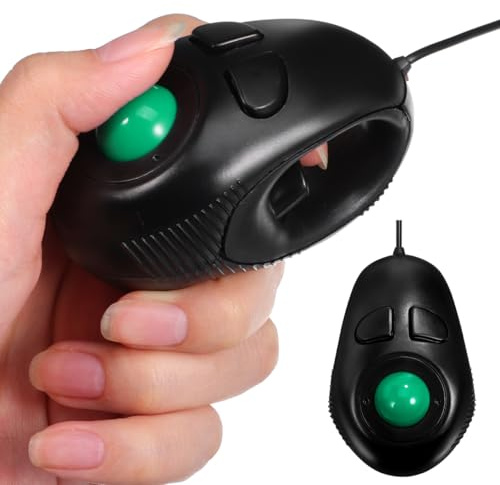 Mikikit Portable Mini 4D Wired Trackball Mouse USB Powered Handheld Thumb Control for Laptop Desktop Computer Ergonomic Design